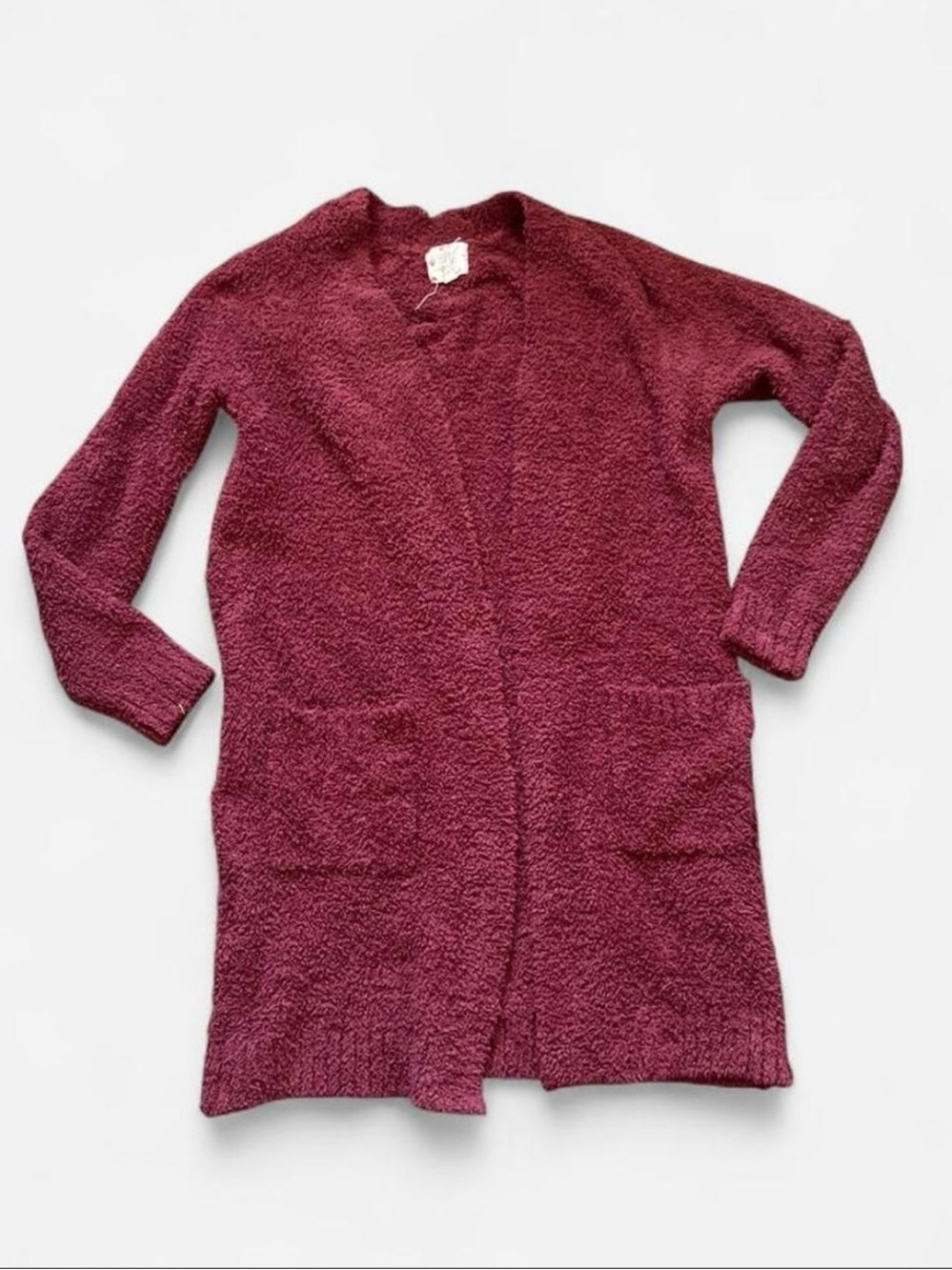 Hippie Rose Burgundy Open-Front Textured Cardigan